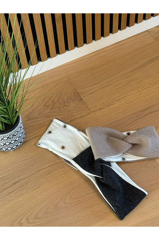 Stirnband aus Wollwalk Sonne