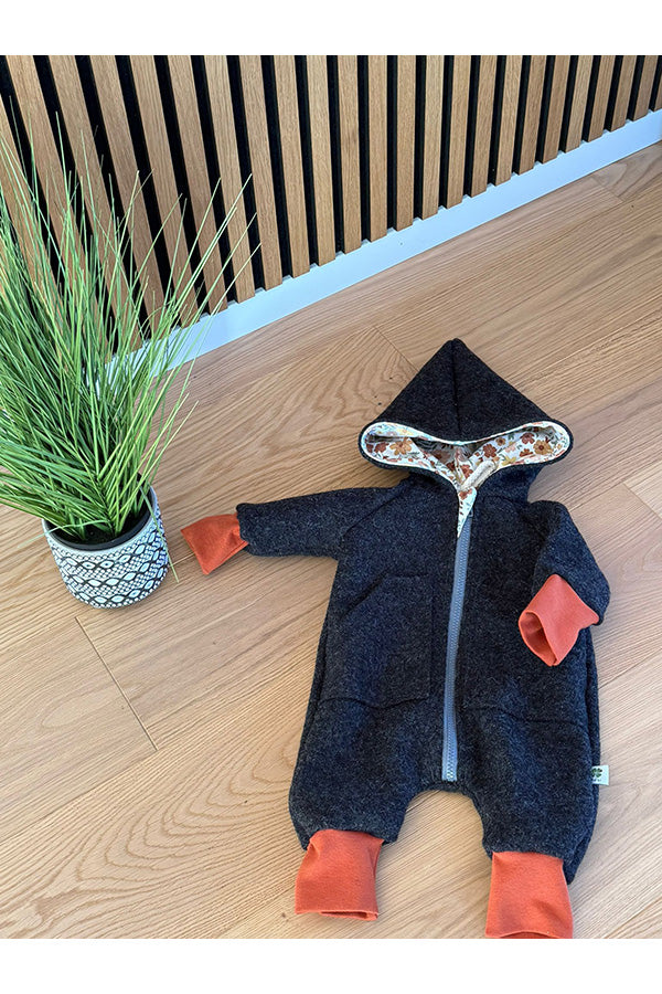 Walkoverall anthrazit/geblümt/rost 74-86