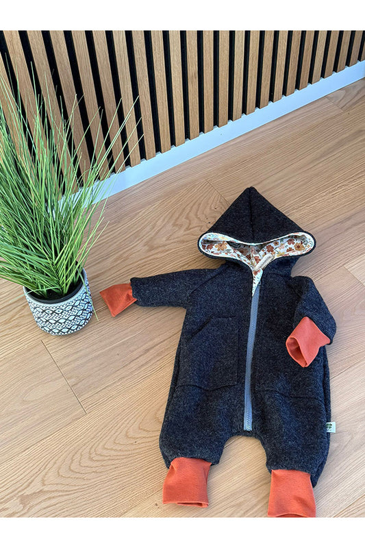 Walkoverall anthrazit/geblümt/rost 74-86