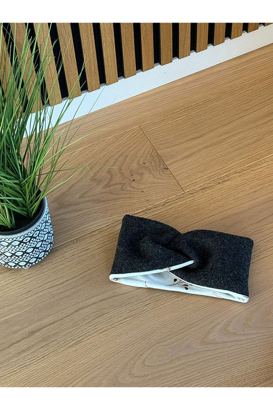 Stirnband aus Wollwalk Blumen