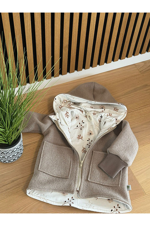 Walkjacke beige/floral 92-104